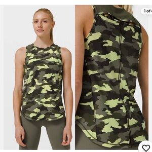 Lululemon Camo Print Racerback Sculpt Tank  - Olive Green